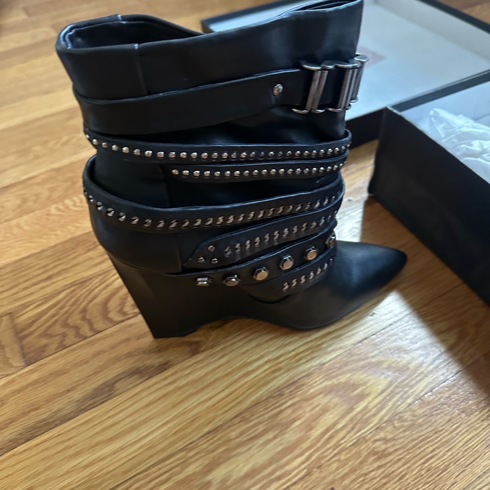 LAMB wedge biker boots **RARE